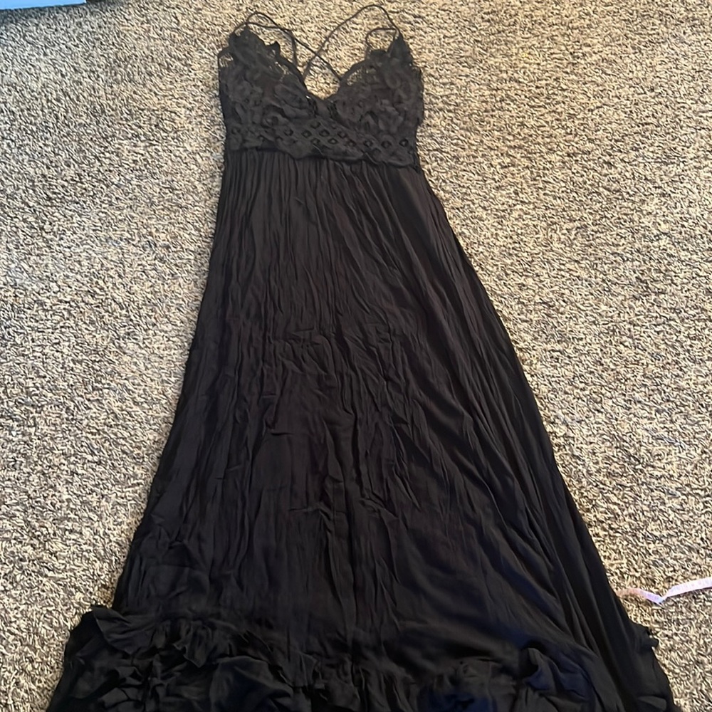 Free People Black Lace Overlay Dress Witchy Size 8